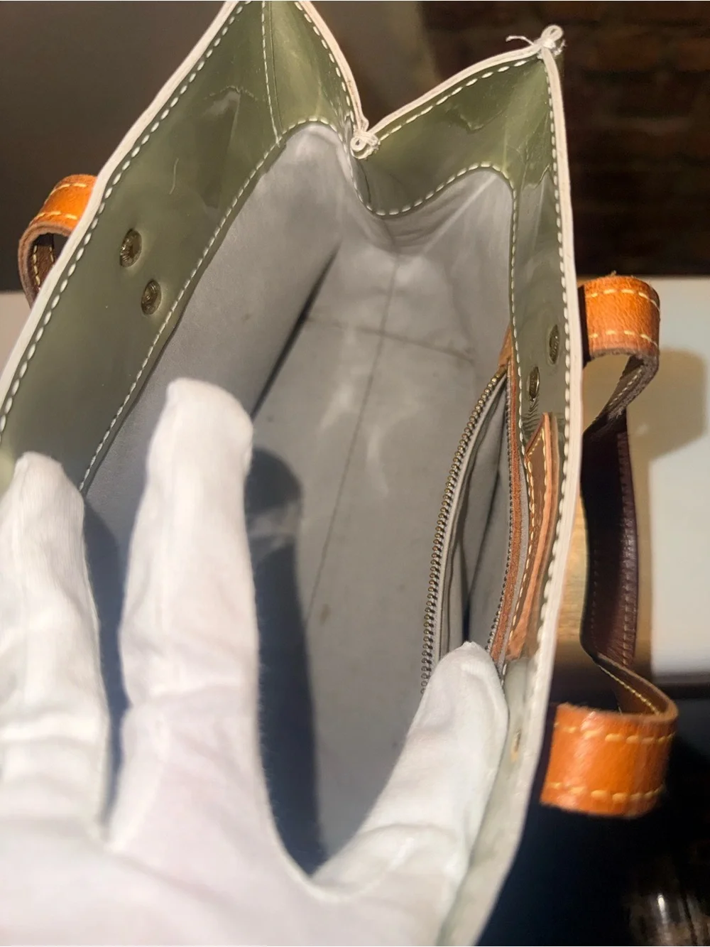 Louis Vuitton Monogram Vernis Reade PM Tote Sage Green Gris Vert